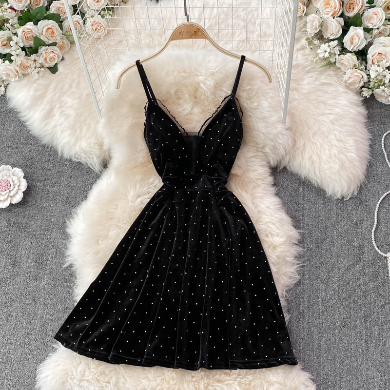 Sexy V Neck Short A Line Dress Fashion Dress HZ1023