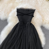 Black Tulle Off Shoulder Dress Fashion Girl Dress HZ1023