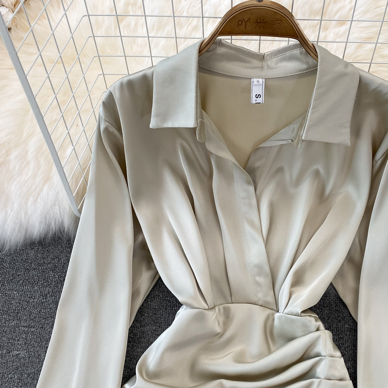 Fashionable Irregular Shirt Long Sleeve Dress HZ1023