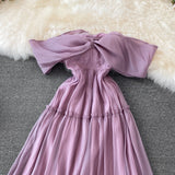 Purple A Line Short Dress Off Shouler Party Dress HZ1023