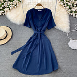 Simple V Neck Short Dress Fashion Dress HZ1023