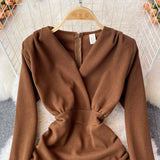 Sexy V Neck Long Sleeve Dress Fashion Dress HZ1023