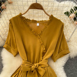 Cute V Neck Chiffon Short Dress Fashion Dress HZ1023