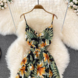 Cute V Neck Floral Dress With Bow Fashion Dress HZ1023