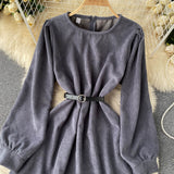 Simple Corduroy Long Sleeve Dress Fashion Dress HZ1023