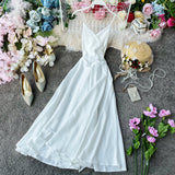 Elegant V Neck Satin A Line Dress Fashion Dress HZ1023