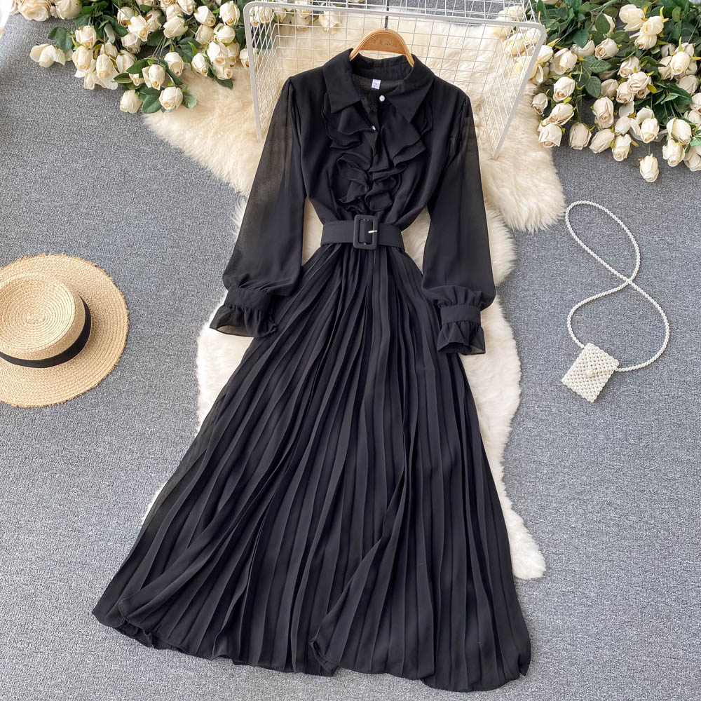 Elegant Chiffon Long Sleeve Dress Fashion Dress HZ1023