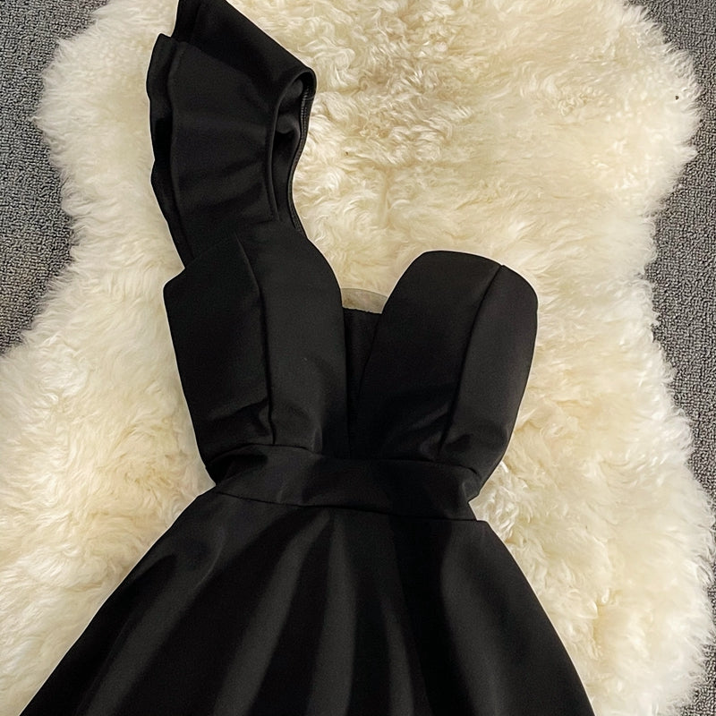 Cute A Line Short Dress One Shoulder Dress HZ1023