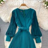 Elegant V Neck Long Sleeve Dress A Line Fashion Dress HZ1023