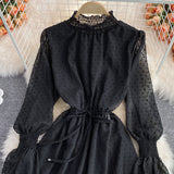 Cute A Line Long Sleeve Dress Black Dress HZ1023