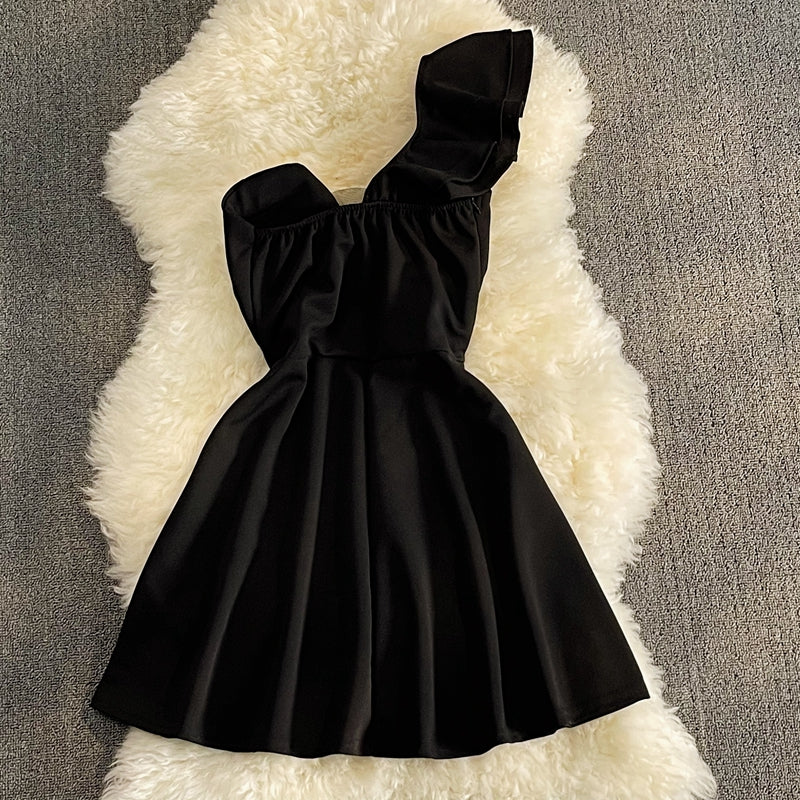 Cute A Line Short Dress One Shoulder Dress HZ1023