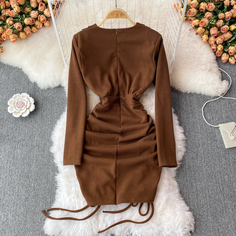 Sexy V Neck Long Sleeve Dress Fashion Dress HZ1023