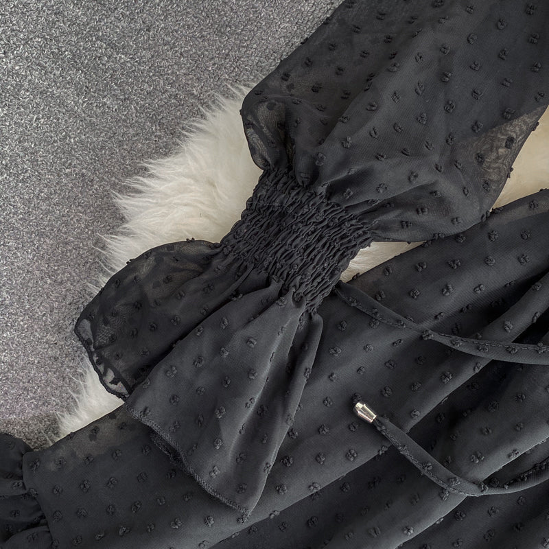 Cute A Line Long Sleeve Dress Black Dress HZ1023