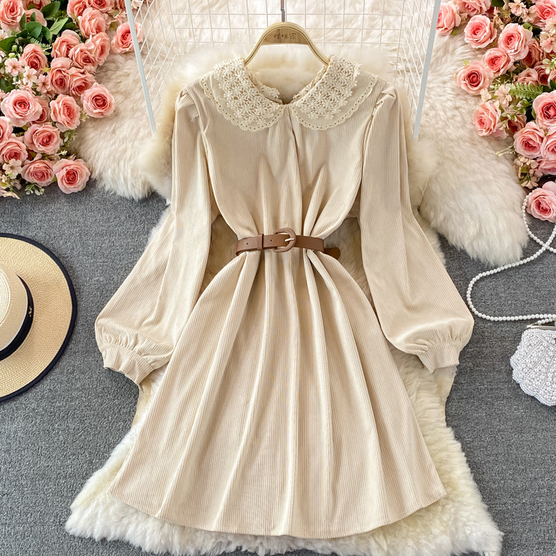 Sweet Lace Long Sleeve Dress A Line Fashion Dress HZ1023