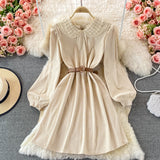 Sweet Lace Long Sleeve Dress A Line Fashion Dress HZ1023