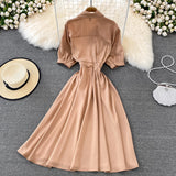 Chic Contrast Color Short-Sleeved Dress HZ1023