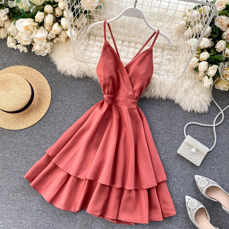 Cute V Neck Short Dress A Line Fashion Dresses HZ1023