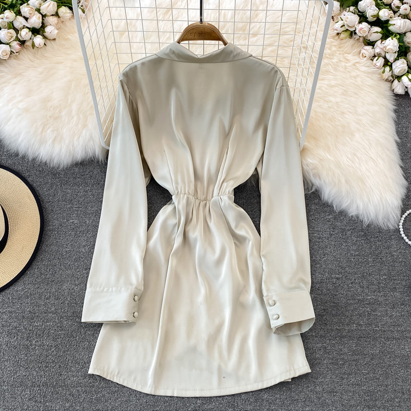 Fashionable Irregular Shirt Long Sleeve Dress HZ1023