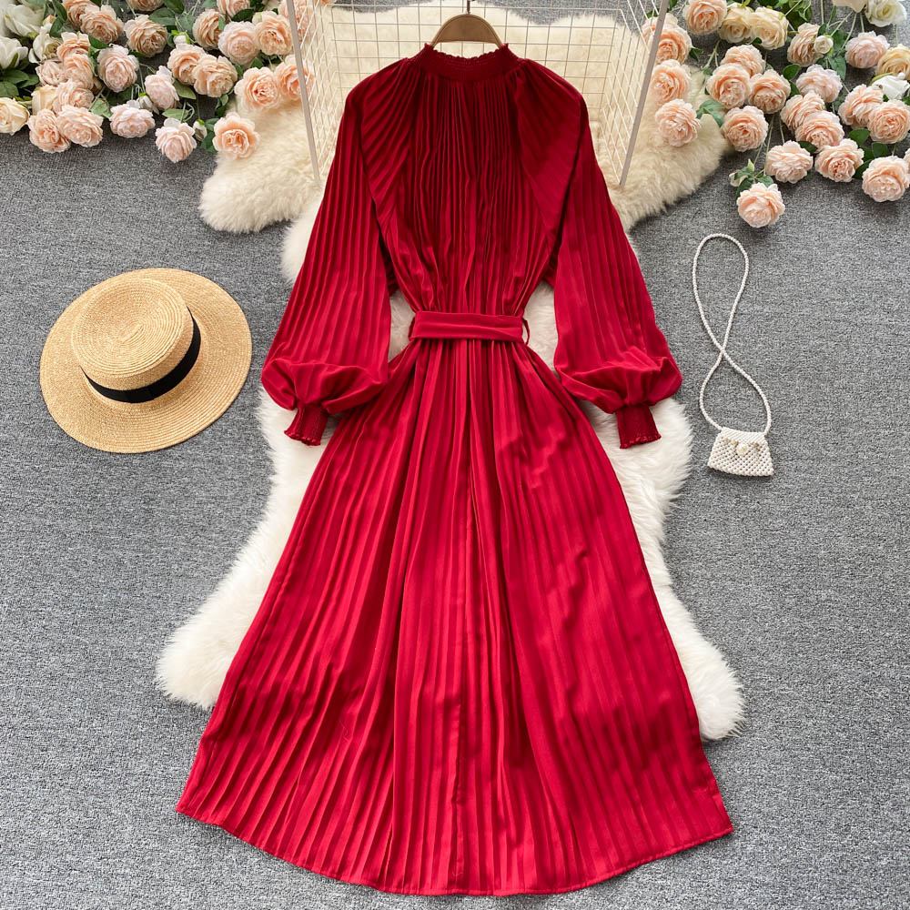 Simple Chiffon Long Sleeve Dress A Line Fashion Dress HZ1023