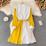 Simple A Line Striped Shirt Dress HZ1023