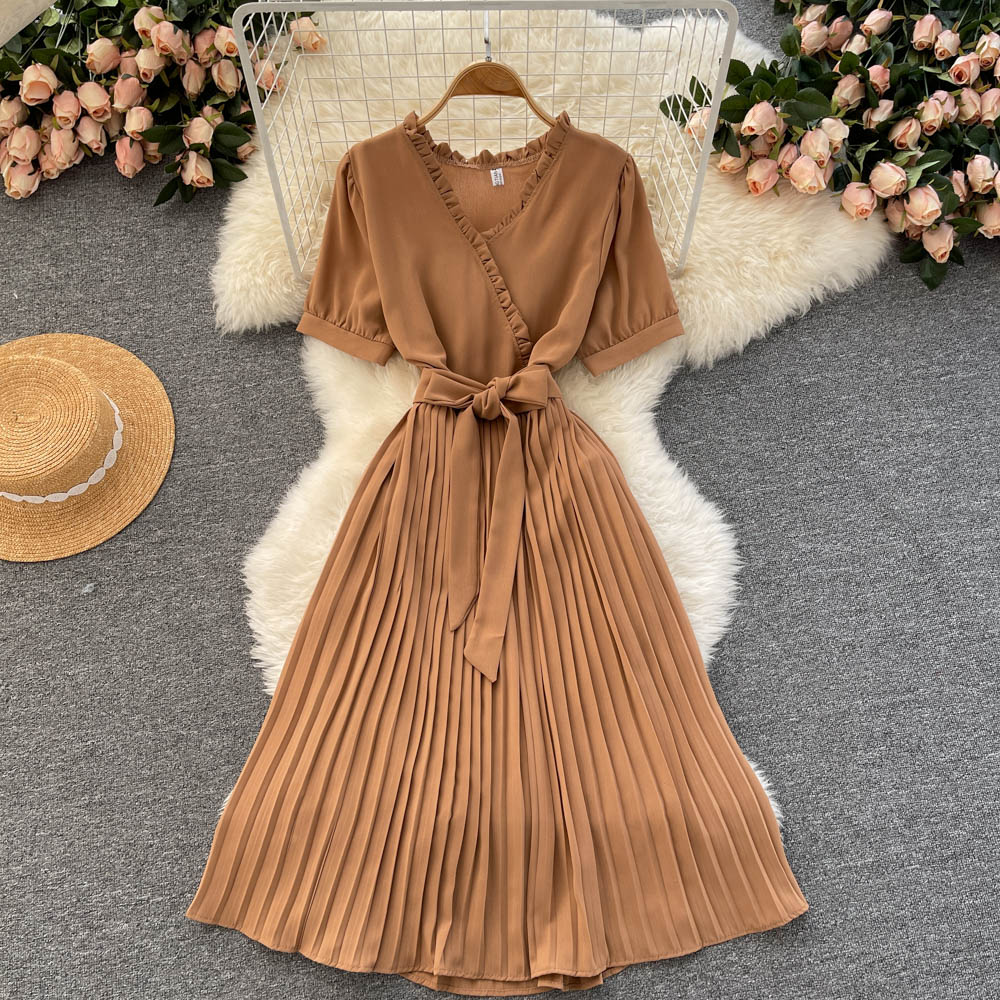 Cute V Neck Chiffon Short Dress Fashion Dress HZ1023