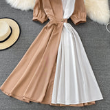 Chic Contrast Color Short-Sleeved Dress HZ1023