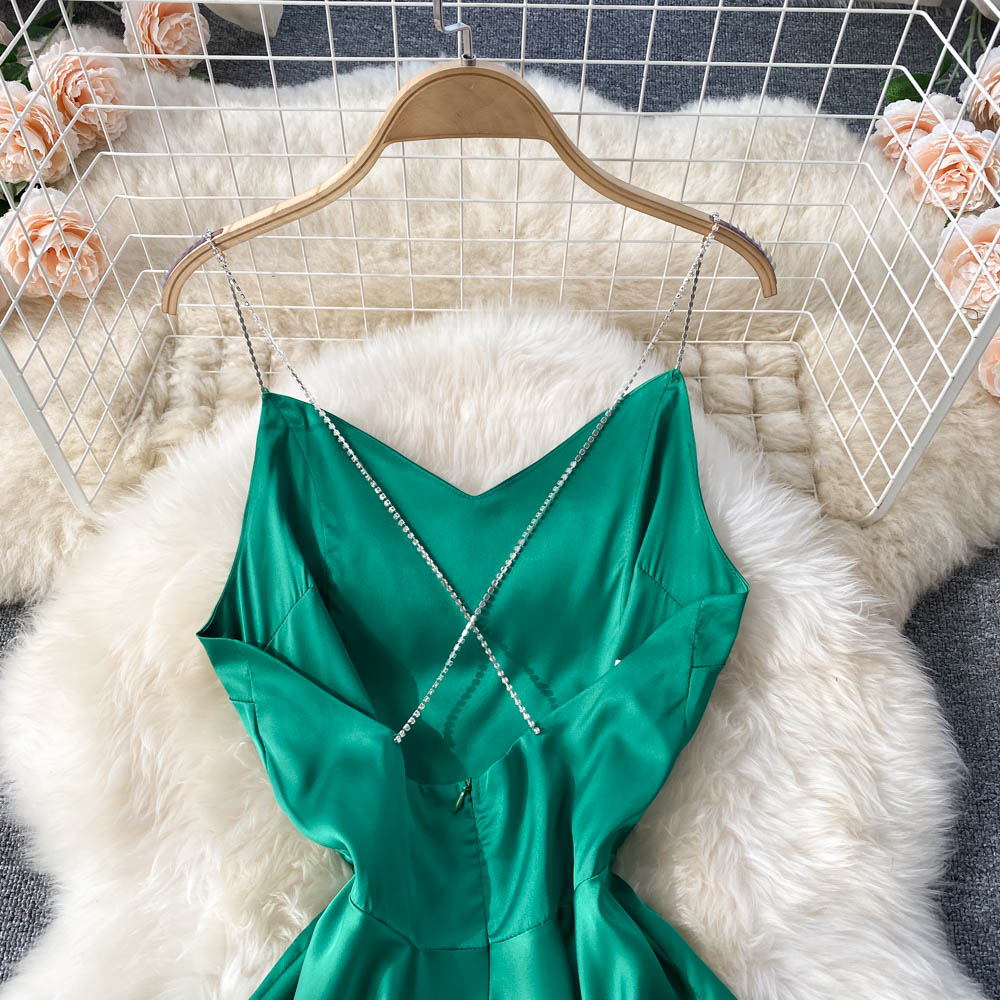 Cute A Line Irregular Dress Green Fashion Dress HZ1023