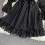 Cute A Line Long Sleeve Dress Black Dress HZ1023