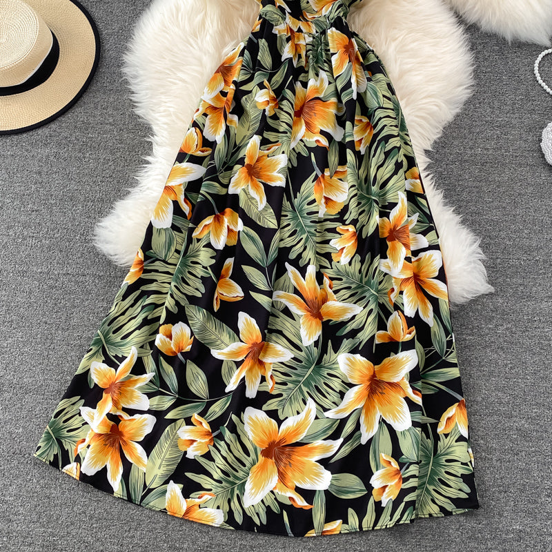 Cute V Neck Floral Dress With Bow Fashion Dress HZ1023