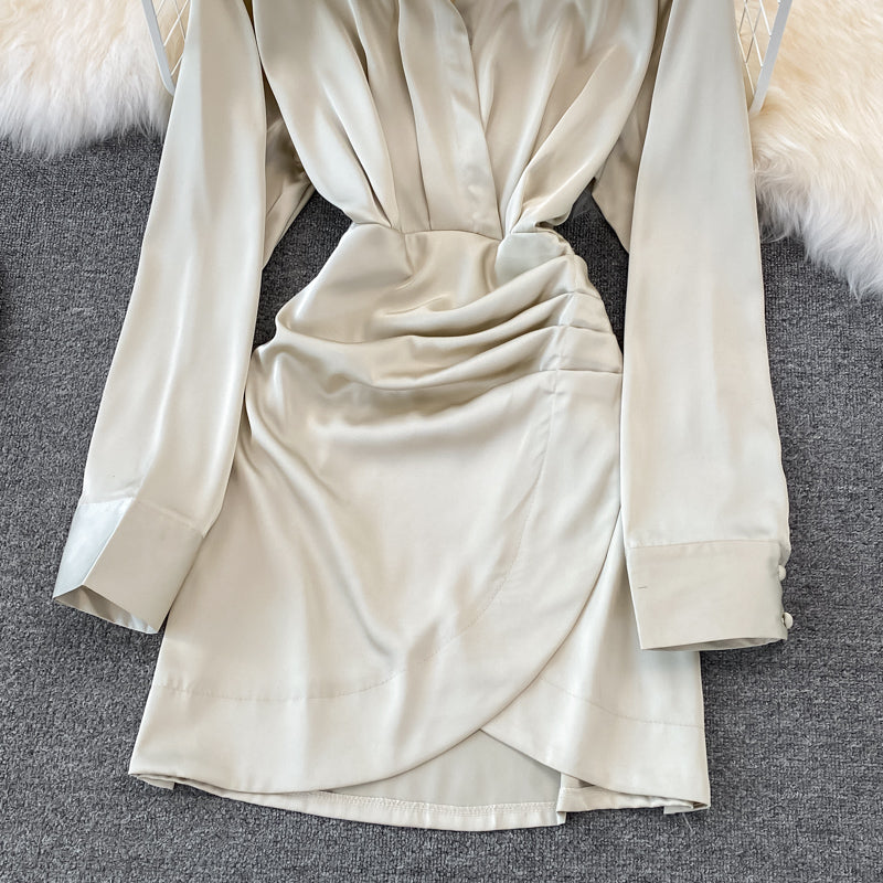 Fashionable Irregular Shirt Long Sleeve Dress HZ1023