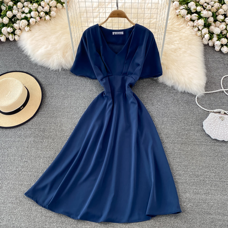 Simple V Neck Short Dress Fashion Dress HZ1023