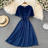 Simple V Neck Short Dress Fashion Dress HZ1023