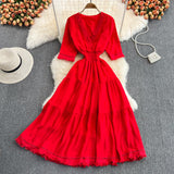 Cute V-Neck Fringed Dress A Line Fashion Dress HZ1023