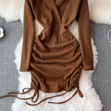 Sexy V Neck Long Sleeve Dress Fashion Dress HZ1023
