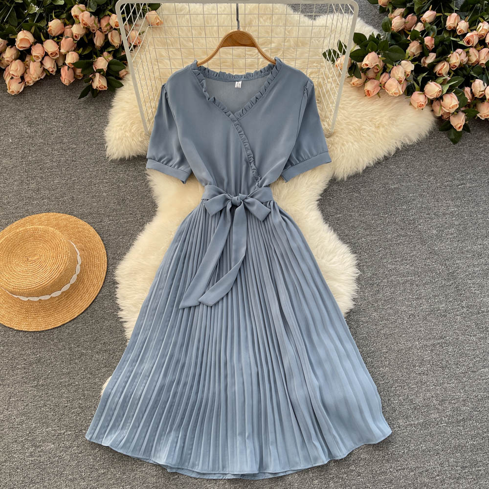 Cute V Neck Chiffon Short Dress Fashion Dress HZ1023