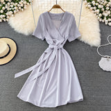 Simple V Neck Short Dress Fashion Dress HZ1023