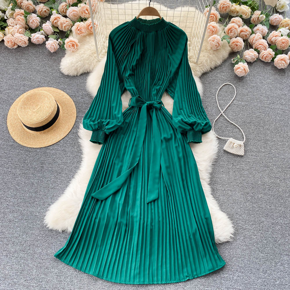 Simple Chiffon Long Sleeve Dress A Line Fashion Dress HZ1023