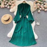 Simple Chiffon Long Sleeve Dress A Line Fashion Dress HZ1023