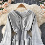 Casual Hooded A Line Dress HZ1023