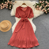 Cute V Neck Chiffon Short Dress Fashion Dress HZ1023