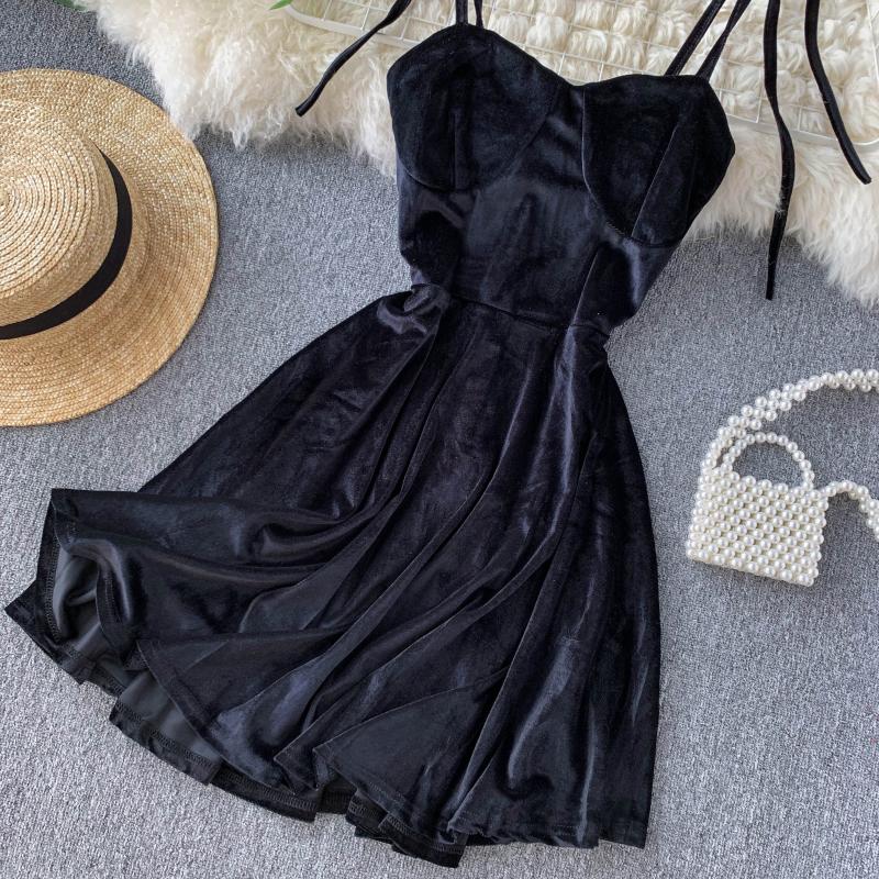Cute Velvet Short A Line Dress Fashion Dress HZ1023