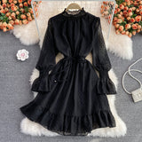 Cute A Line Long Sleeve Dress Black Dress HZ1023