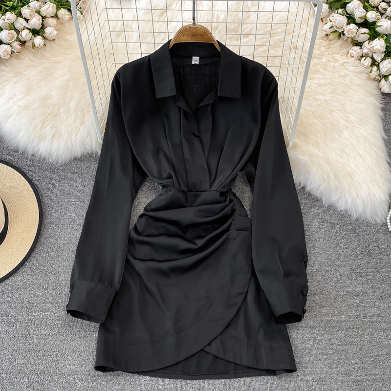 Fashionable Irregular Shirt Long Sleeve Dress HZ1023