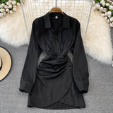 Fashionable Irregular Shirt Long Sleeve Dress HZ1023