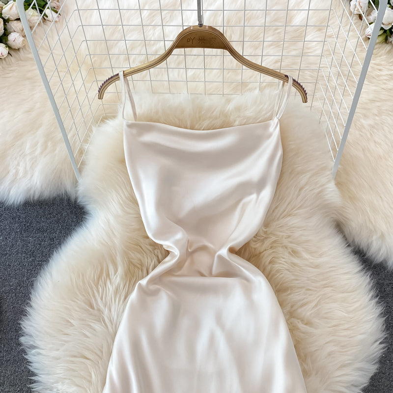 Simple Satin Short Dress Fashion Dress HZ1023