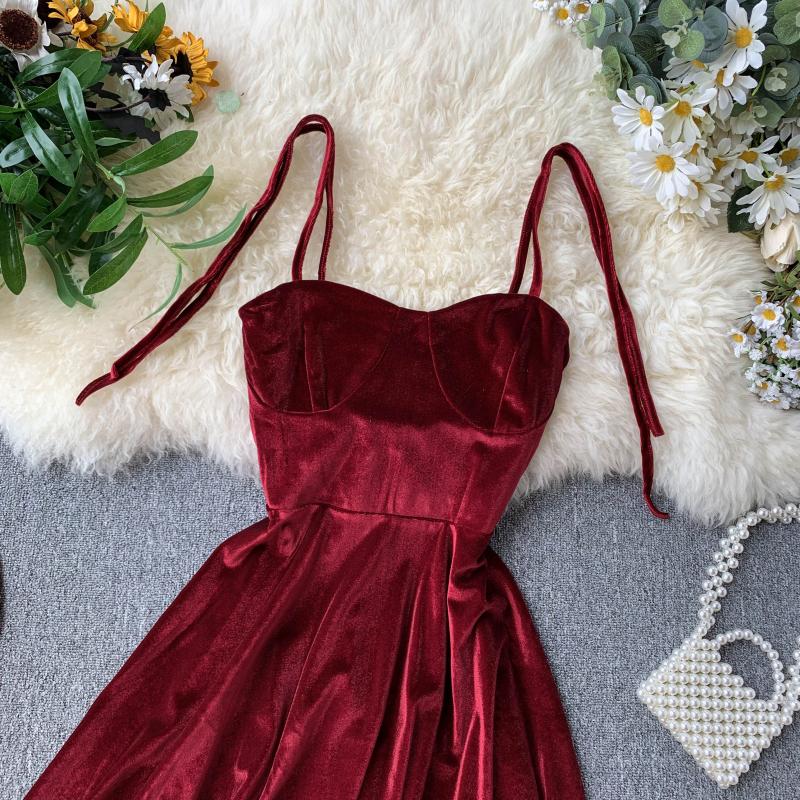 Cute Velvet Short A Line Dress Fashion Dress HZ1023