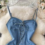 Cute Lace-Up Denim Dress A Line Fashion Dress HZ1023