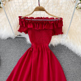 Cute A Line Off Shoulder Dress Short Dress HZ1023