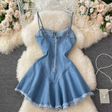Cute Lace-Up Denim Dress A Line Fashion Dress HZ1023