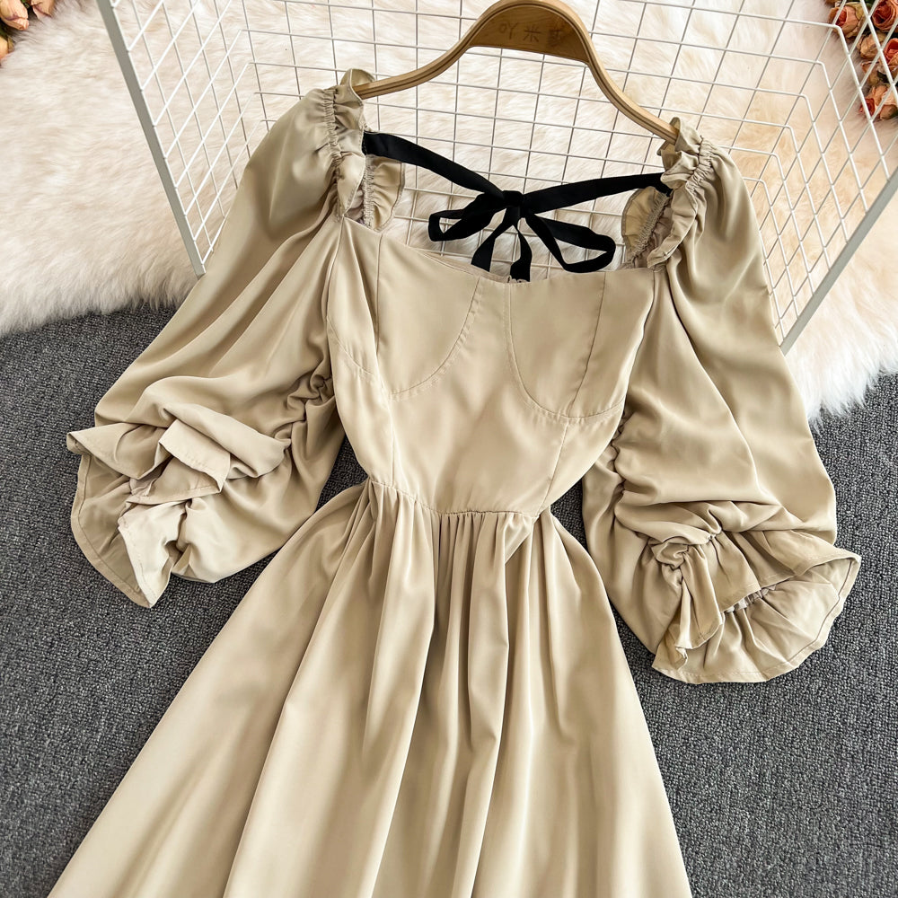 Cute Bow Puff Sleeve Dress HZ1023